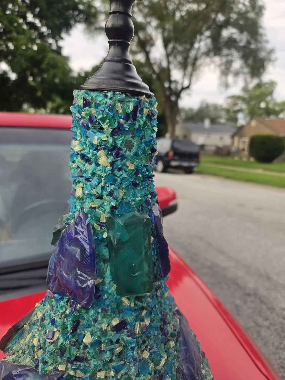 Blue Green Mosaic Sea Glass Table Lamp